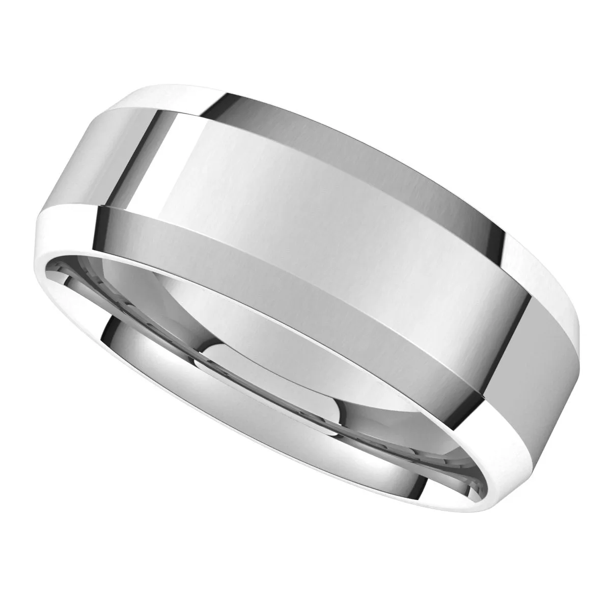 10K White 7 mm Beveled Edge Comfort Fit Light Band