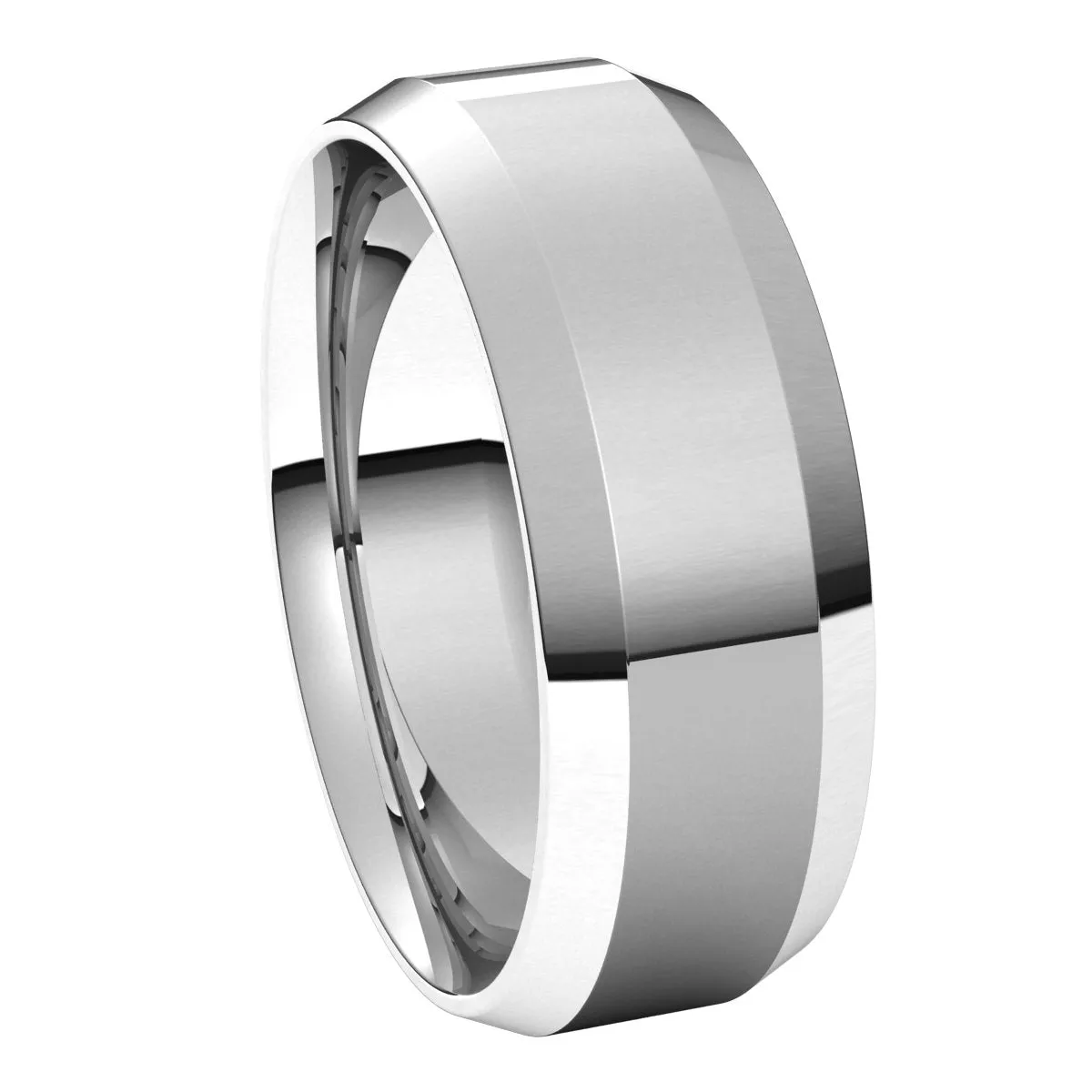 10K White 7 mm Beveled Edge Comfort Fit Light Band