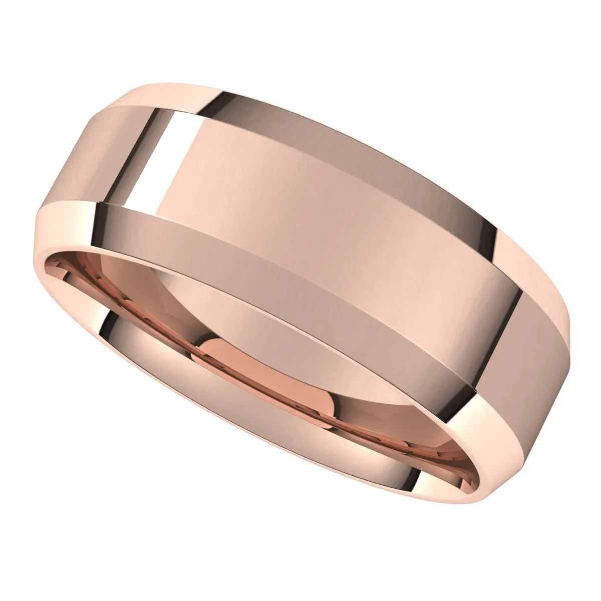 14K Rose 7 mm Beveled Edge Comfort Fit Light Band