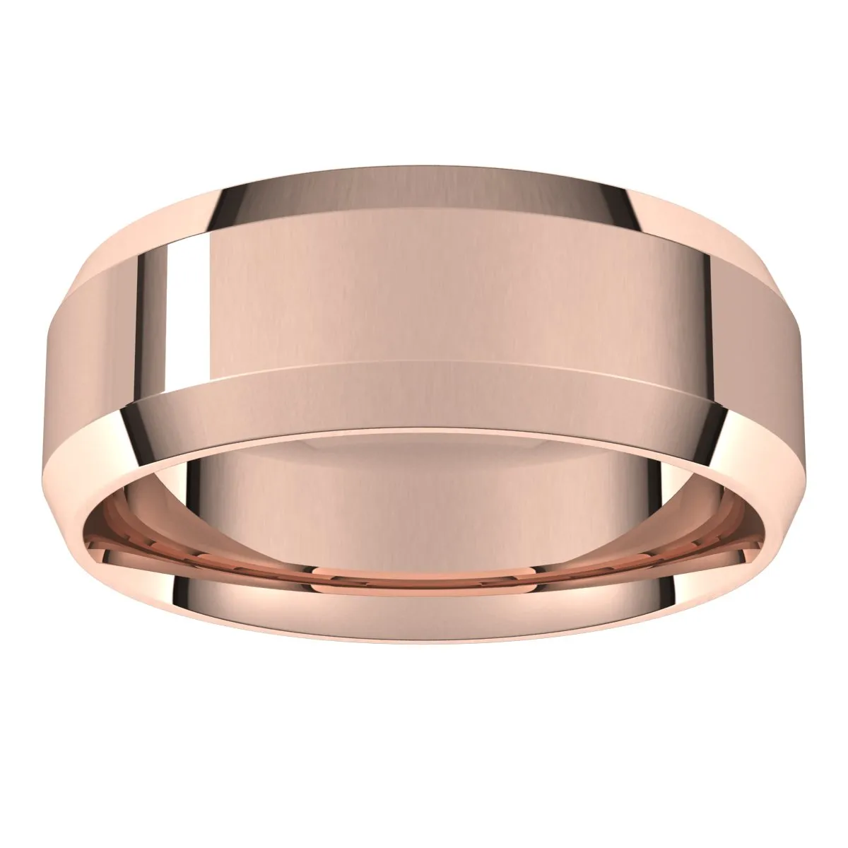 14K Rose 7 mm Beveled Edge Comfort Fit Light Band