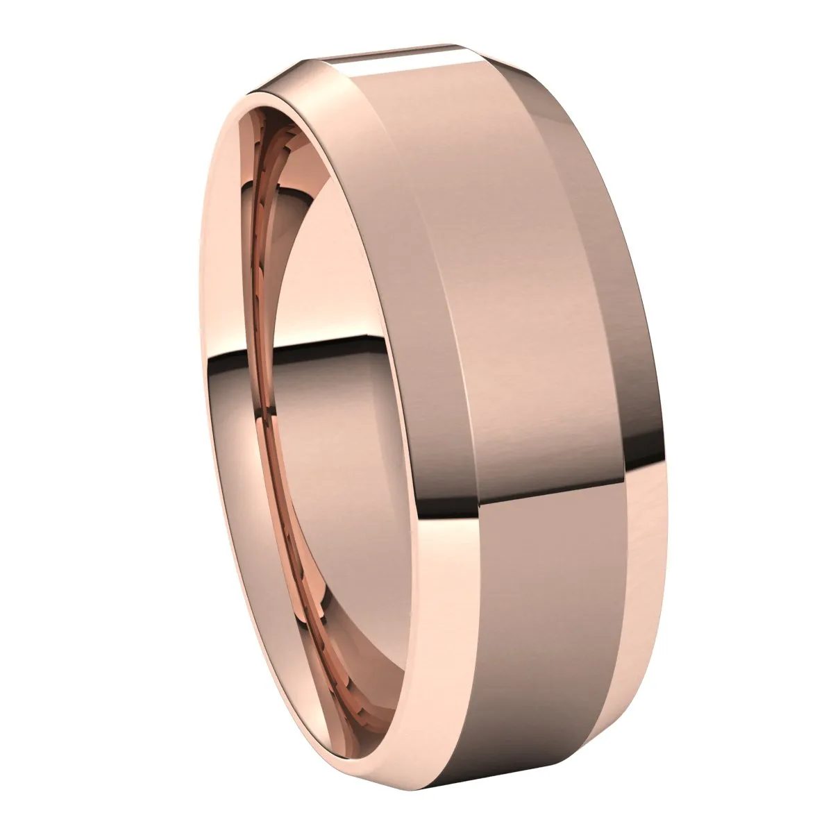 14K Rose 7 mm Beveled Edge Comfort Fit Light Band