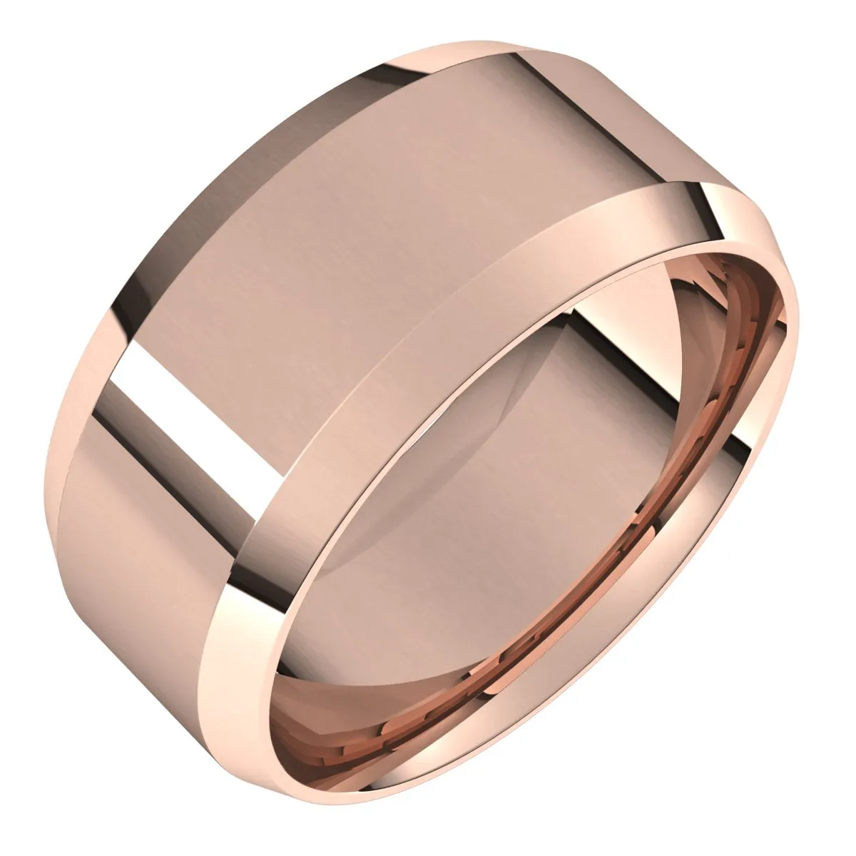 14K Rose 9 mm Beveled Edge Comfort Fit Light Band