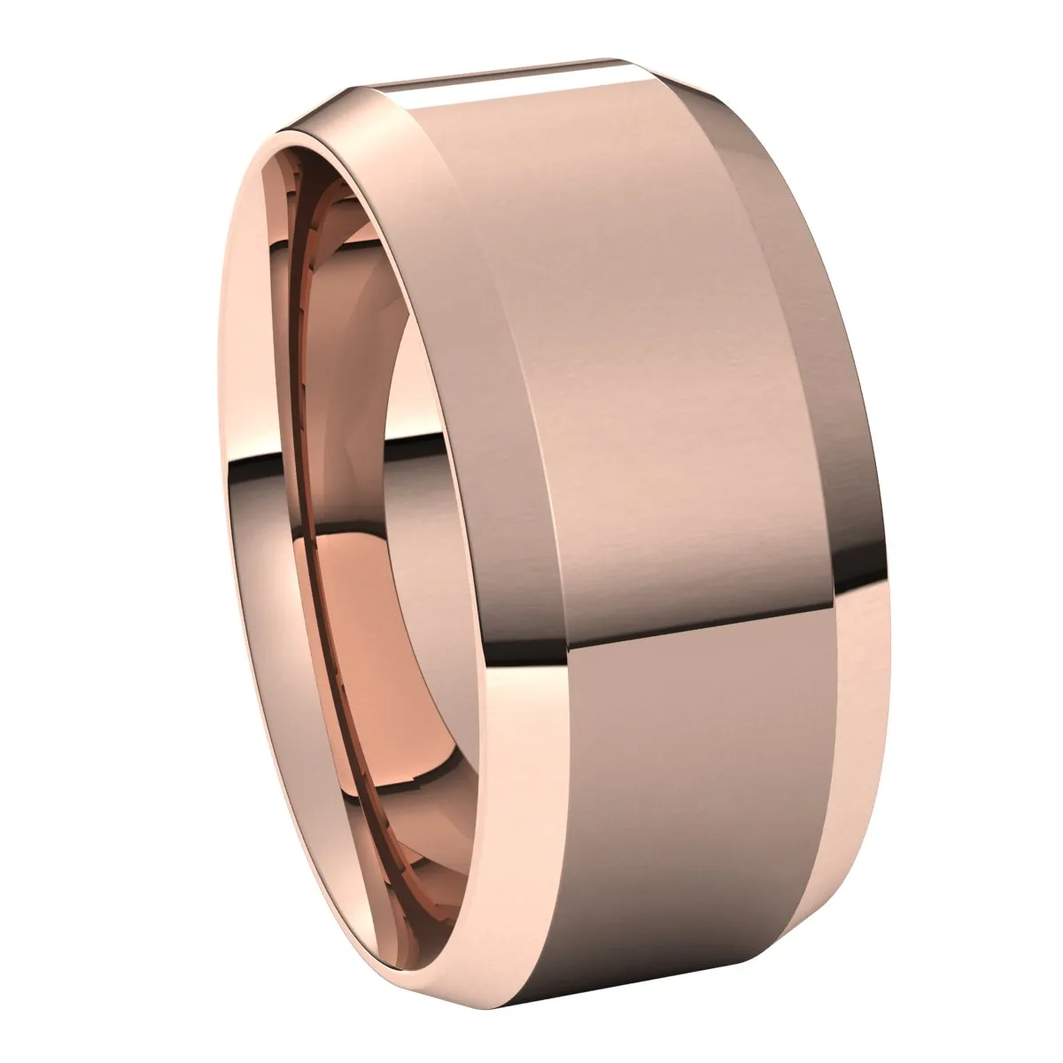 14K Rose 9 mm Beveled Edge Comfort Fit Light Band
