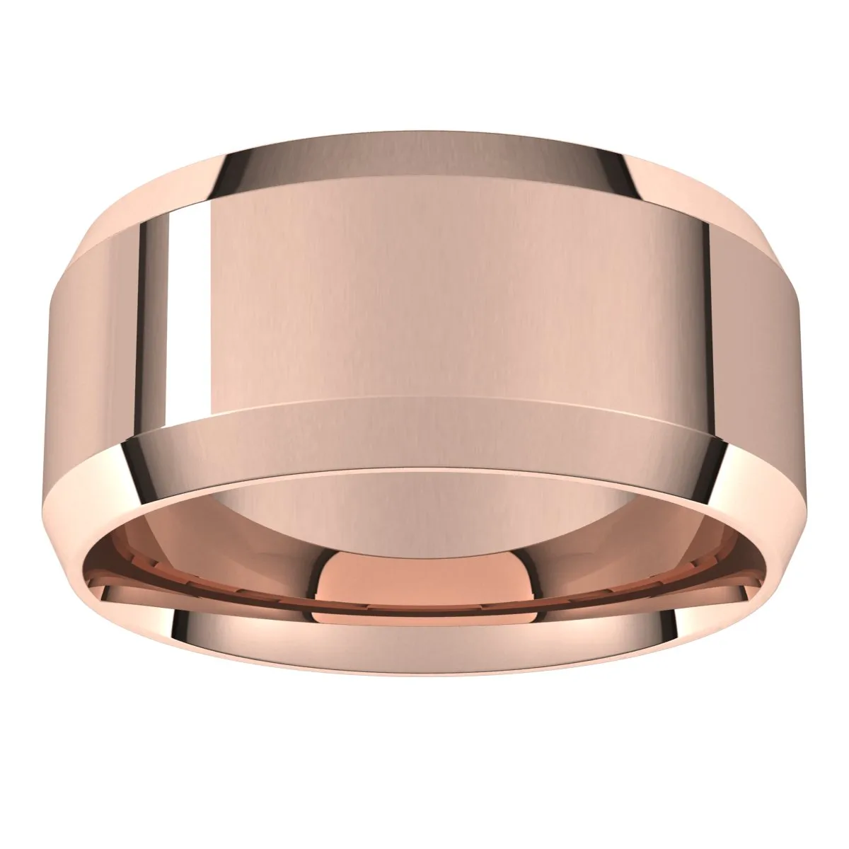 14K Rose 9 mm Beveled Edge Comfort Fit Light Band