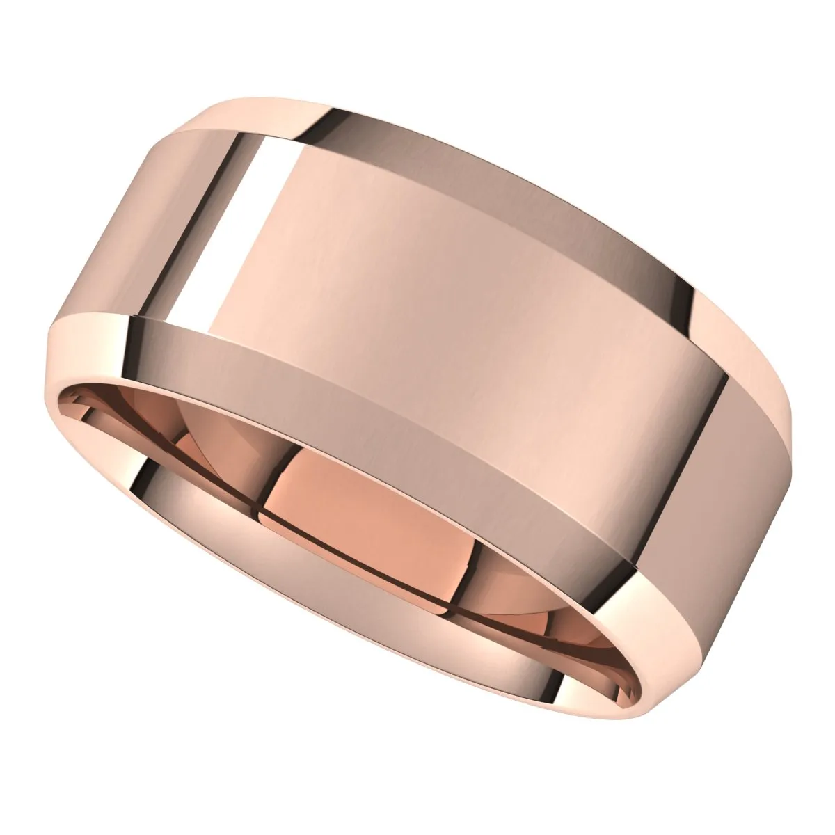 14K Rose 9 mm Beveled Edge Comfort Fit Light Band