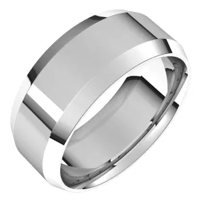 14K White 8 mm Beveled Edge Comfort Fit Light Band