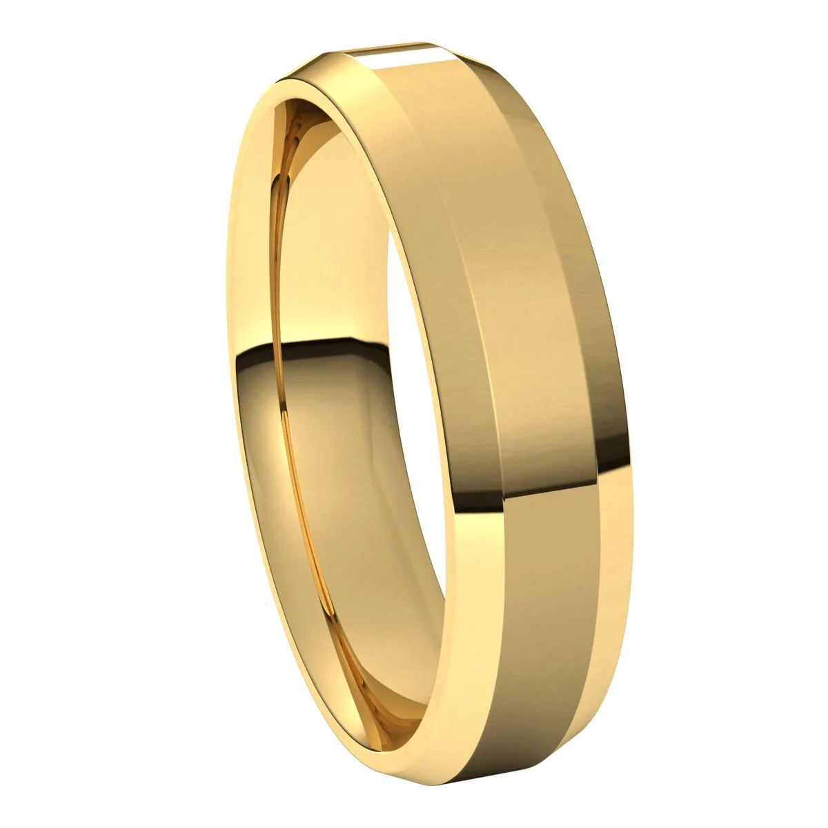 14K Yellow 5 mm Beveled Edge Comfort Fit Light Band