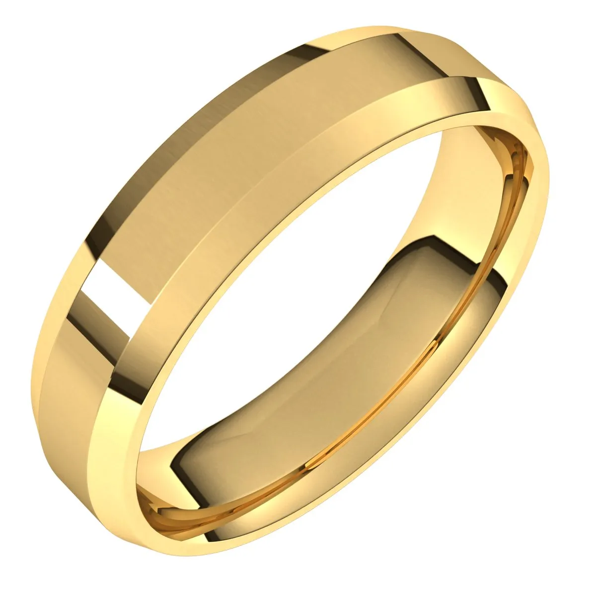14K Yellow 5 mm Beveled Edge Comfort Fit Light Band