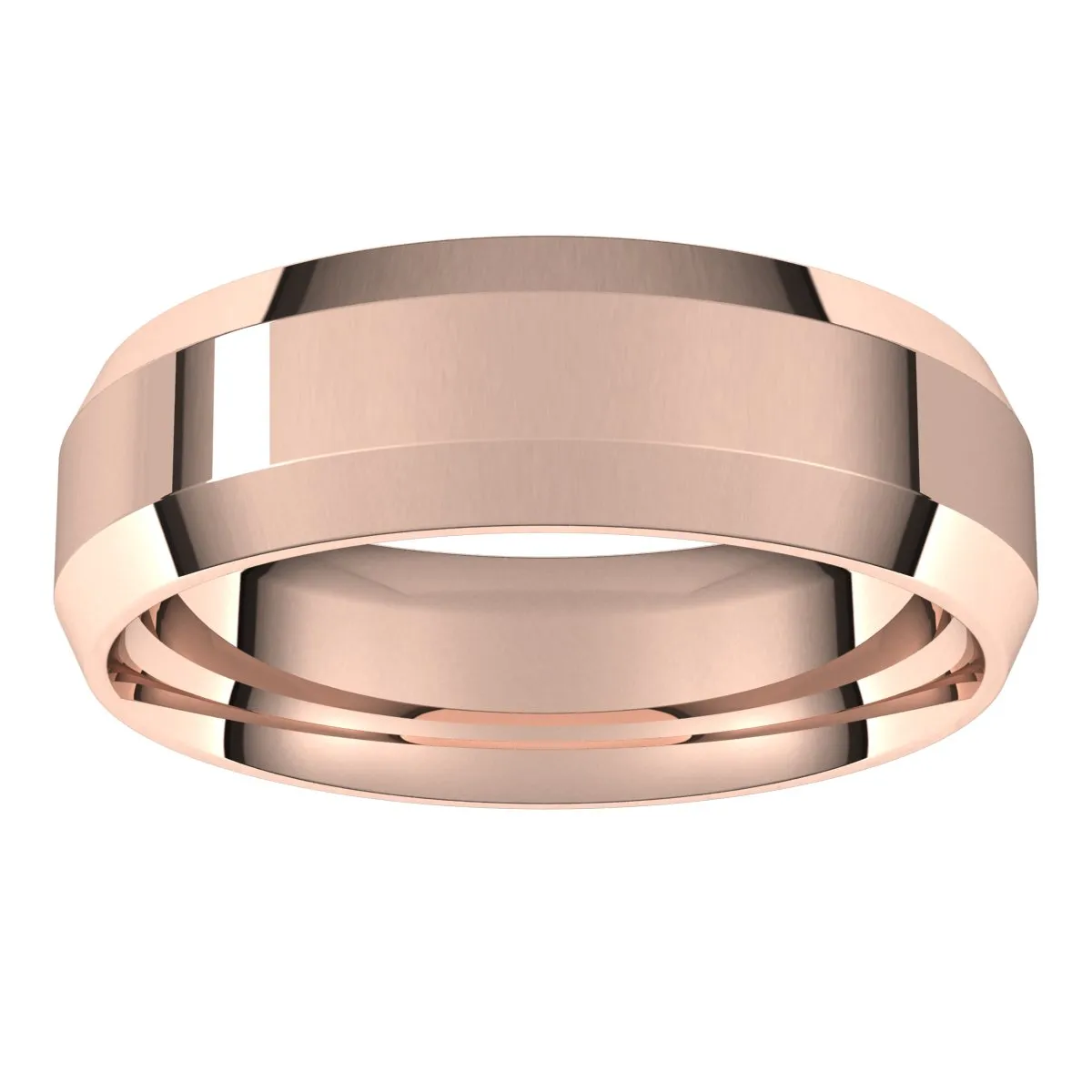 18K Rose 6 mm Beveled Edge Comfort Fit Light Band