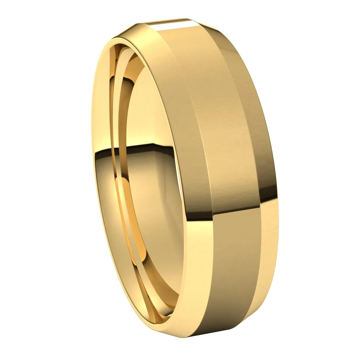 18K Yellow 6 mm Beveled Edge Comfort Fit Light Band