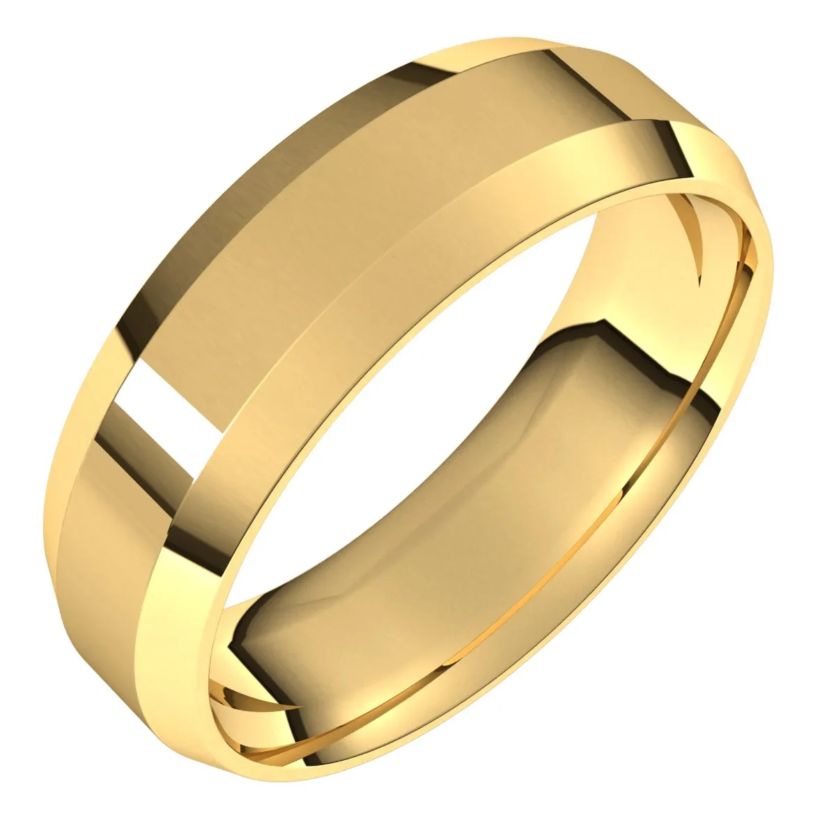 18K Yellow 6 mm Beveled Edge Comfort Fit Light Band
