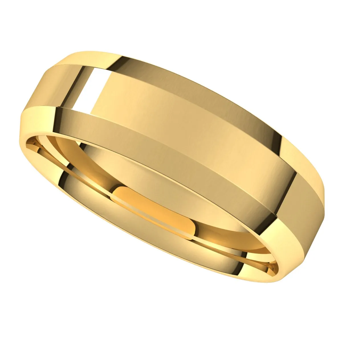 18K Yellow 6 mm Beveled Edge Comfort Fit Light Band