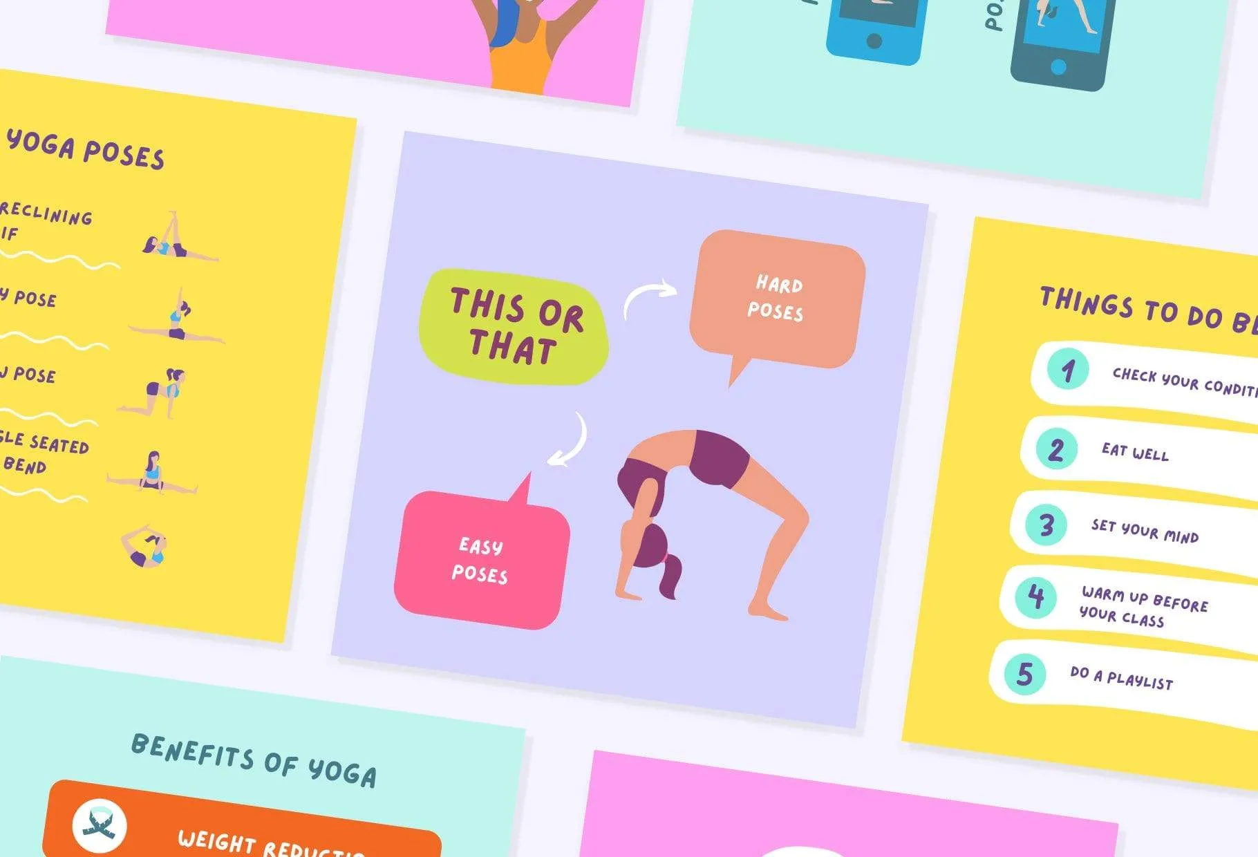 20 Yoga Lists Instagram Posts Fully Editable Canva Templates