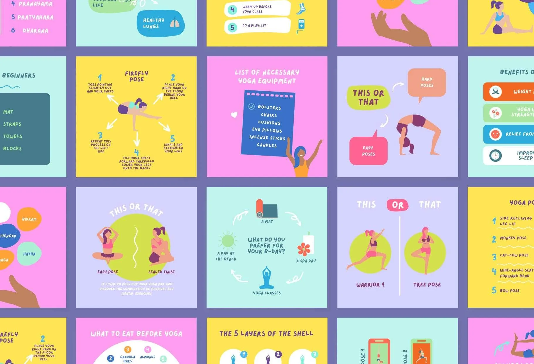 20 Yoga Lists Instagram Posts Fully Editable Canva Templates