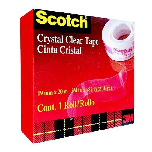 3M Crystal Clear Tape 19mm x 20M (3/4 Inch) CC1920B