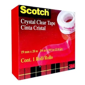 3M Crystal Clear Tape 19mm x 20M (3/4 Inch) CC1920B