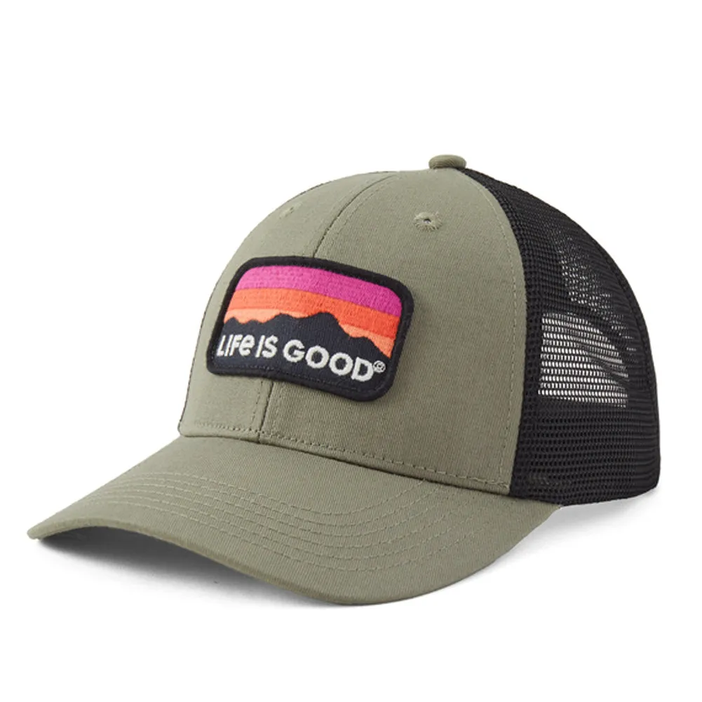 Adult Unisex Sunset Mountain Trucker - Moss Green - 132289