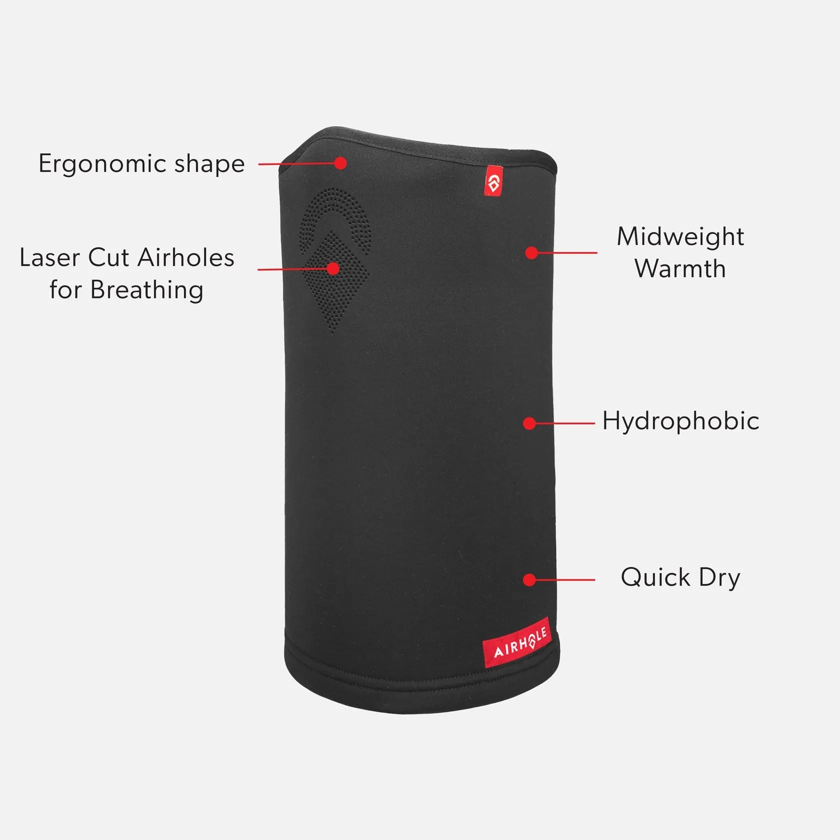 Airhole Airtube Ergo Laser Polar Fleece Facemask - Black