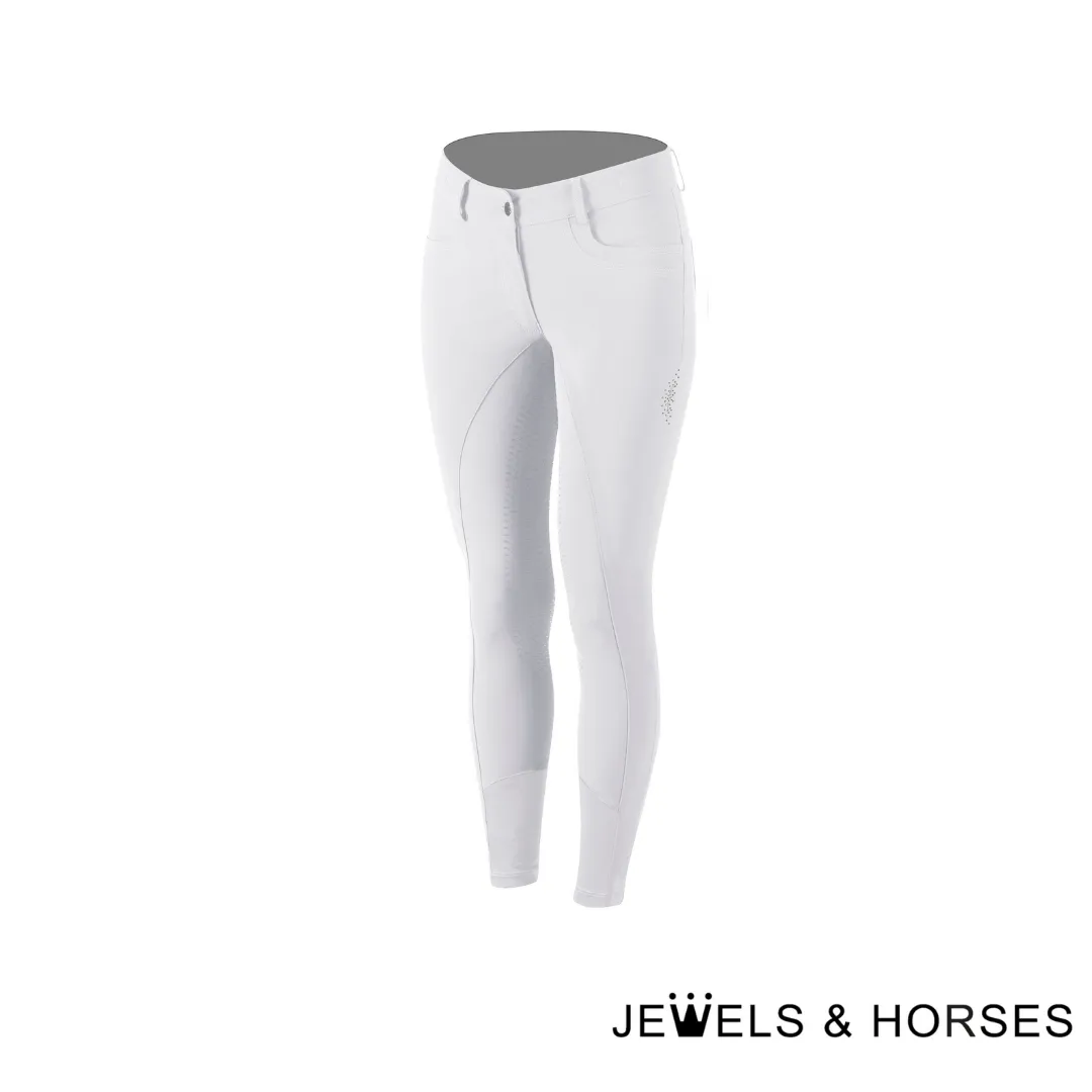 Animo Breeches - Nailend Womens Full Seat Competition Breeches Versione 02 - White with Turquoise