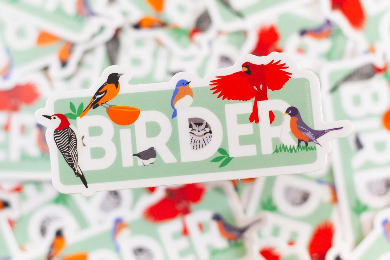 bird watcher sticker, backyard birding sticker, birder sticker, bird sticker, gift for birder, northern cardinal, baltimore oriole art