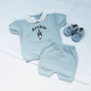 Blue Personalised Rabbit Knit Jumper & Shorts