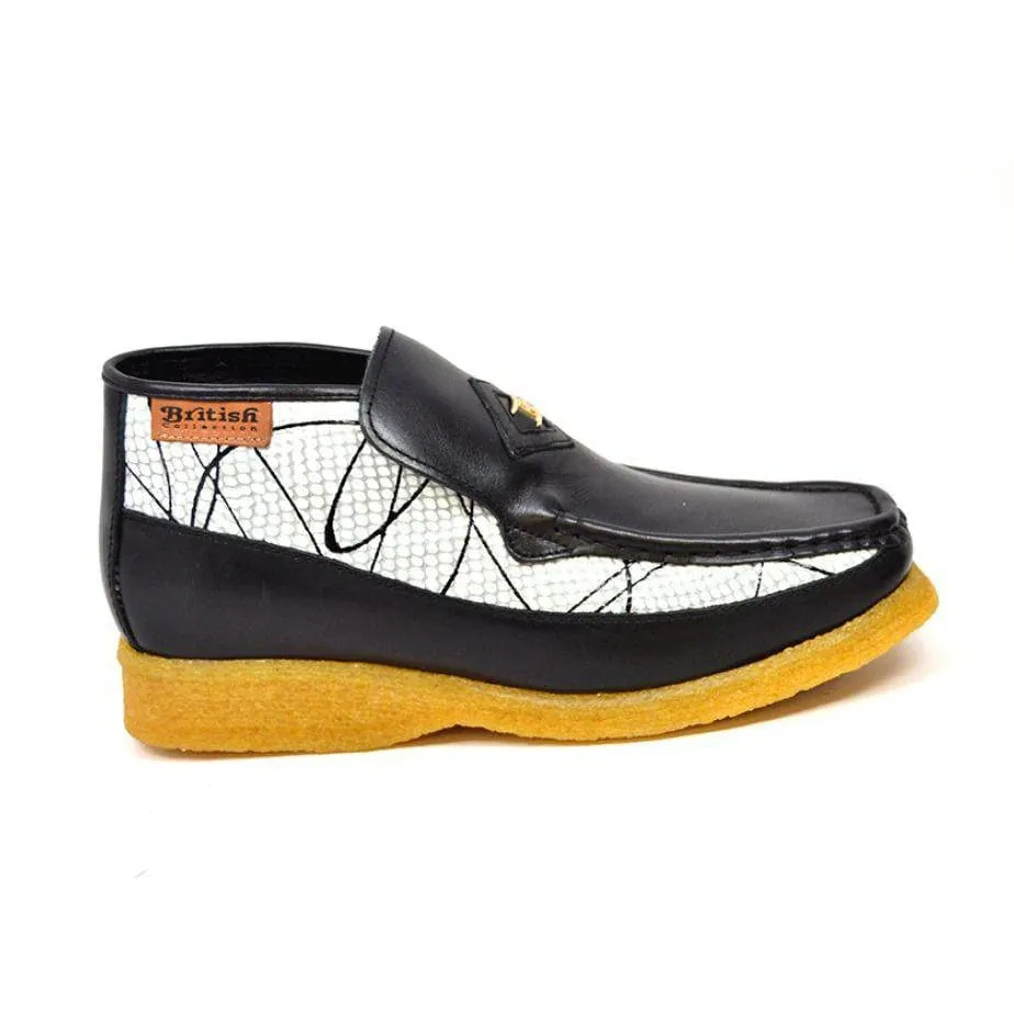 British Walkers Bwb Men's Black and White Design Leather Slip On Shoes