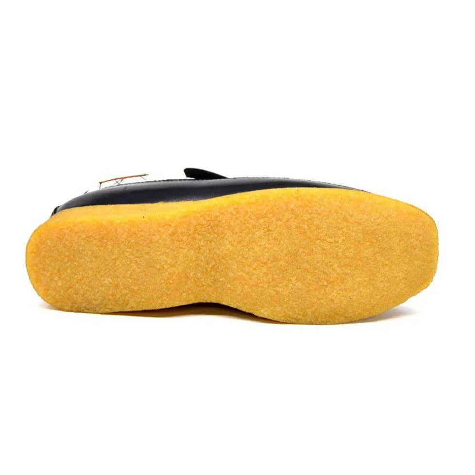 British Walkers Bwb Men's Black and White Design Leather Slip On Shoes