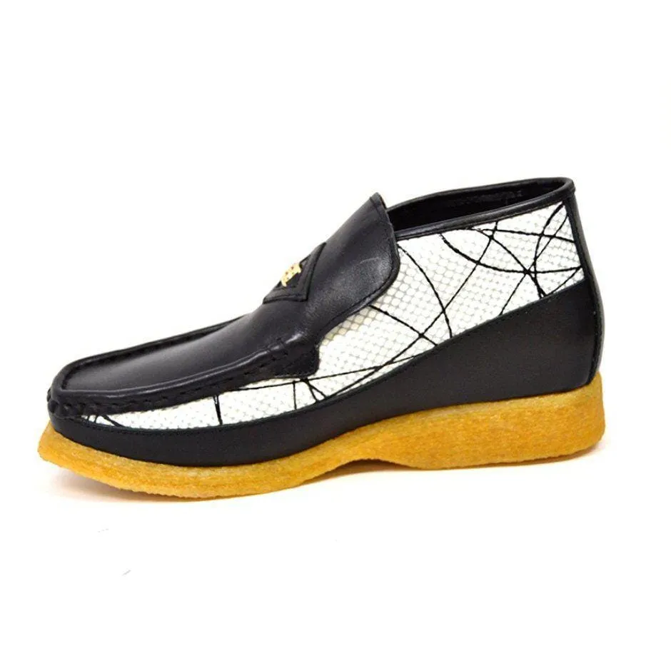 British Walkers Bwb Men's Black and White Design Leather Slip On Shoes