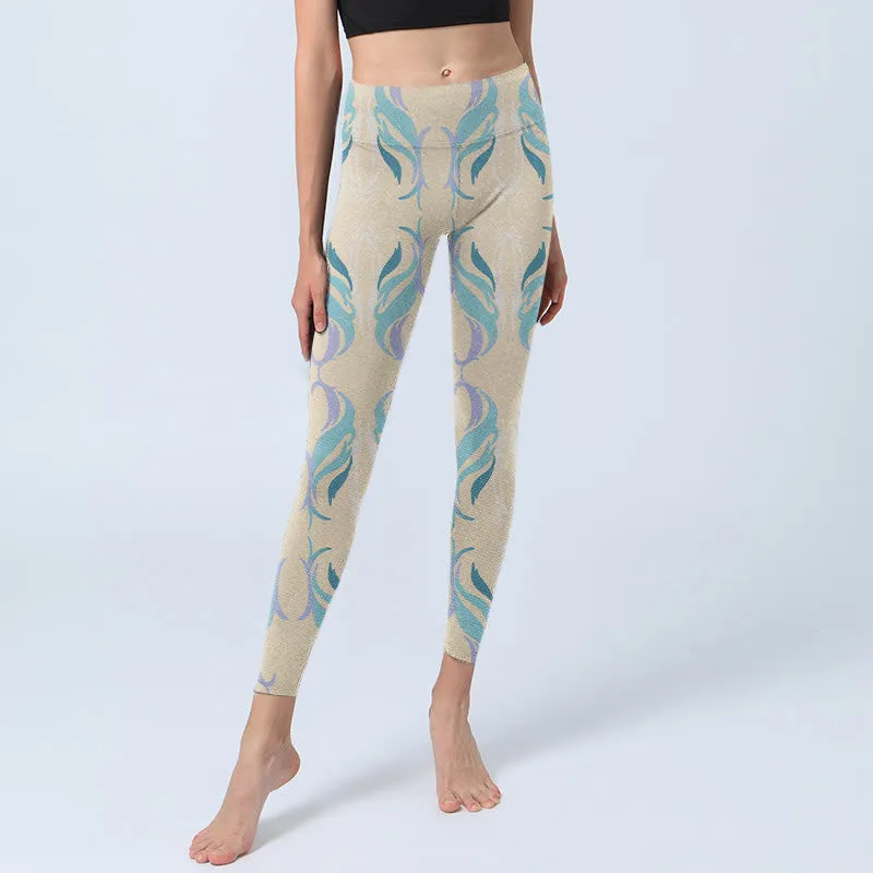 Buddha Stones Blue Purple Green Lines Gym Leggings Women's Yoga Pants