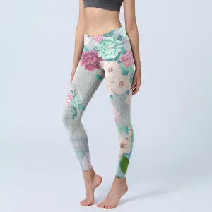 Buddha Stones Colorful Peony Flowers Print Gym Fitness Leggings Women's Yoga Pants