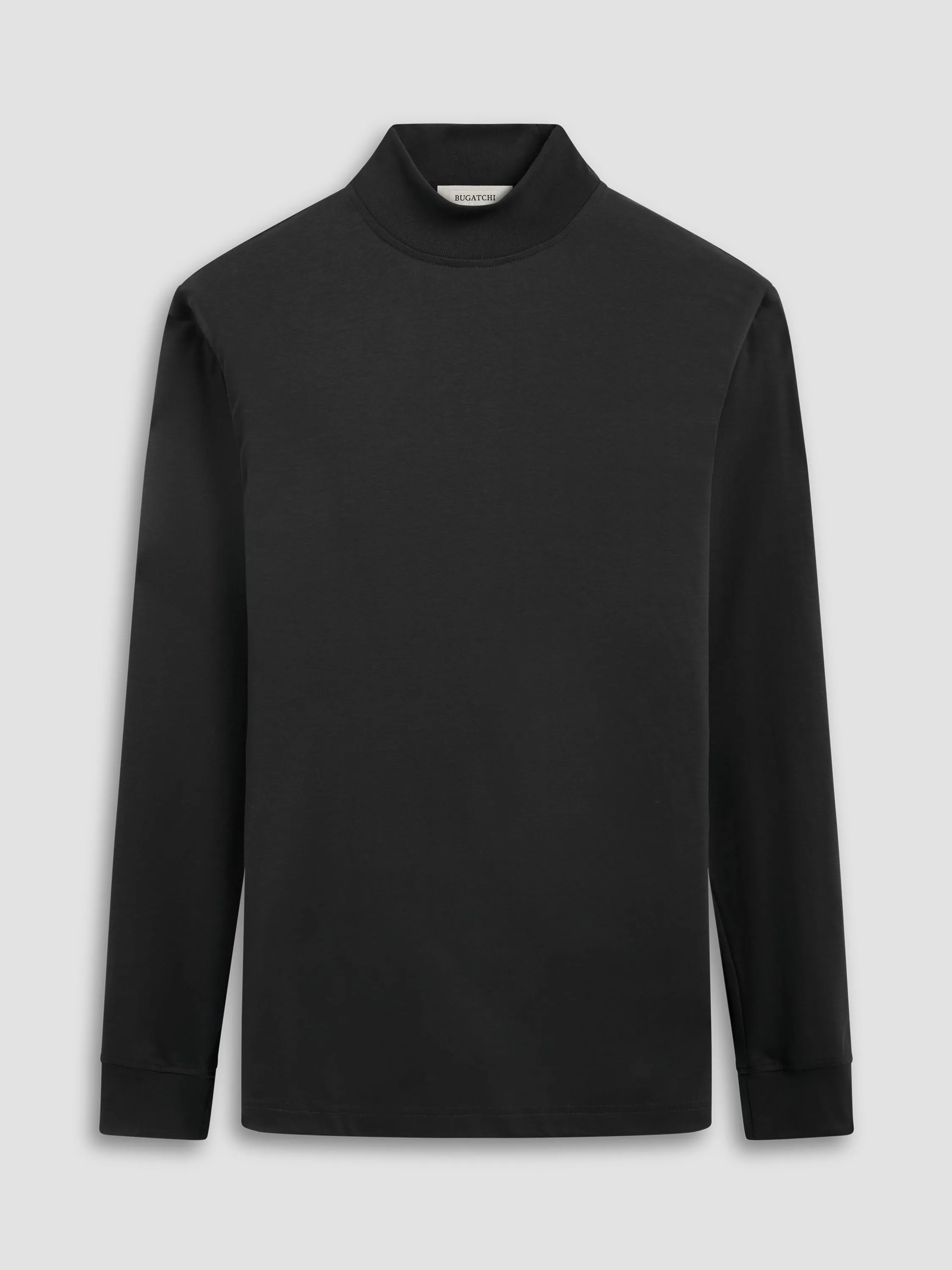 Bugatchi Long Sleeve Mock Neck Shirt - Black
