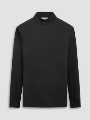Bugatchi Long Sleeve Mock Neck Shirt - Black