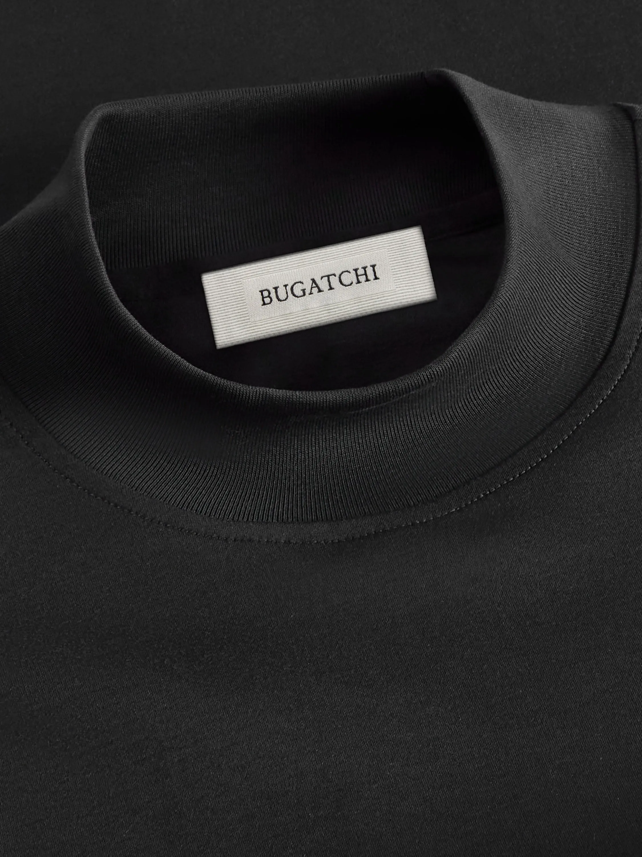 Bugatchi Long Sleeve Mock Neck Shirt - Black