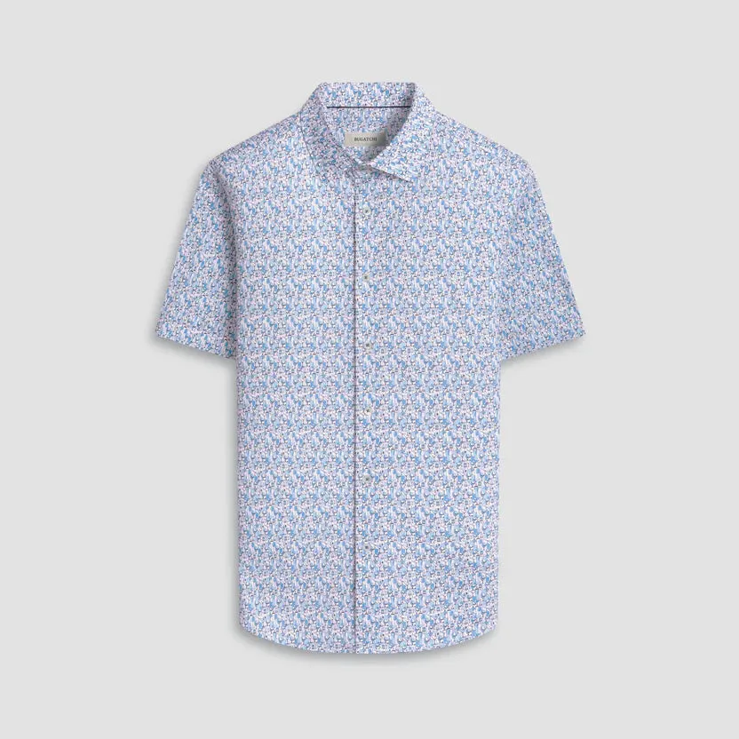 Bugatchi Ooohcotton Miles Short Sleeve Shirt - Sapphire