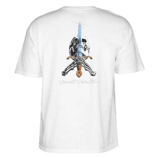 Camiseta Powell Skull and Sword White