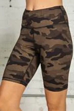 CAMO FOIL PRINTED BIKER SHORTS