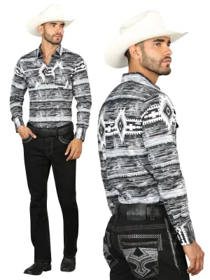 Centenario Men's Black Denim with Gray Embroidered Details 45311