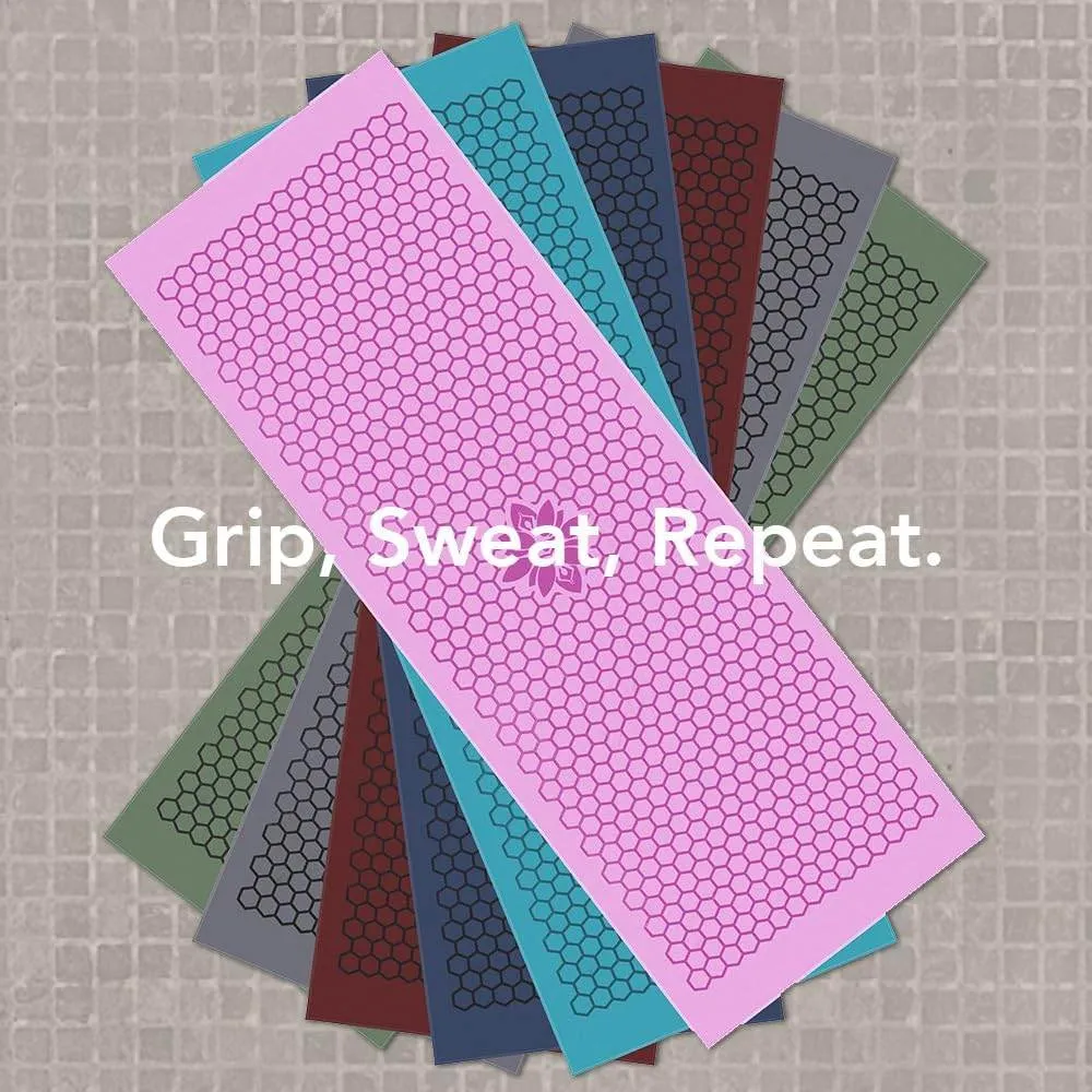 Clever Yoga Non-Slip Hot Yoga Towel Mat - Sweat Absorbent Microfiber Suede & Double Sided Grip Hot Yoga Mat Towel with Honeycomb Design, Easy Portable for Pilates, Exercise, Workout - Dark Blue