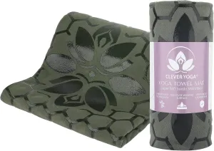 Clever Yoga Non-Slip Hot Yoga Towel Mat - Sweat Absorbent Microfiber Suede & Double Sided Grip Hot Yoga Mat Towel with Honeycomb Design, Easy Portable for Pilates, Exercise, Workout - Dark Blue