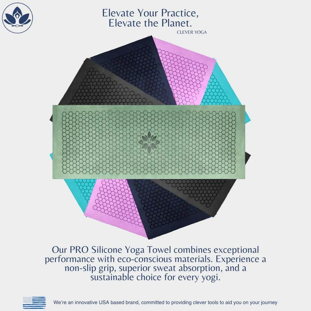 Clever Yoga - Yoga Towel Mat, Sweat Absorbent Suede Hot Yoga Mat Towel, Hot Yoga Towel with Honeycomb Design for Hot Yoga, Non-Slip Yoga Mat for Hot Pilates, Hot Yoga Towels for Women - Blue