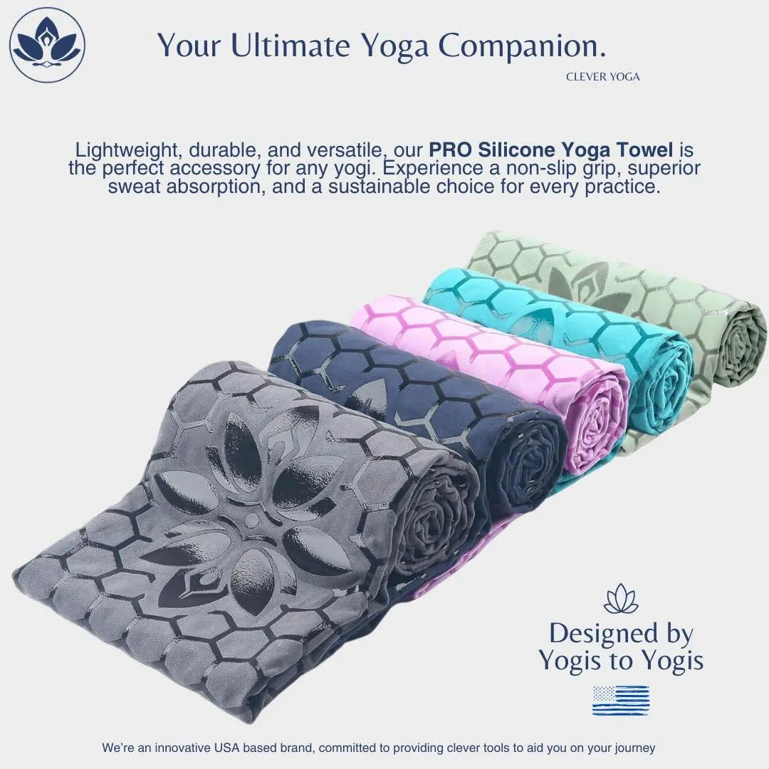 Clever Yoga - Yoga Towel Mat, Sweat Absorbent Suede Hot Yoga Mat Towel, Hot Yoga Towel with Honeycomb Design for Hot Yoga, Non-Slip Yoga Mat for Hot Pilates, Hot Yoga Towels for Women - Blue