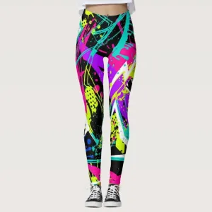 Colorful Graffiti Print High Waist Yoga Leggings