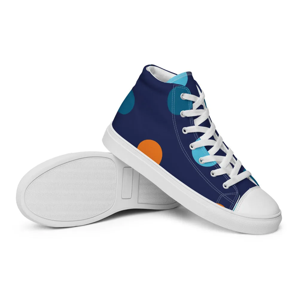Colorful Polka Dots - Sustainably Made Women's  High Top Canvas Shoes