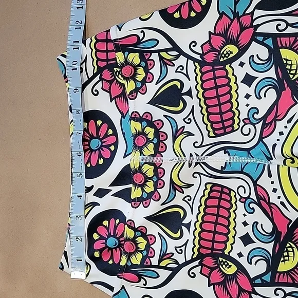 Colorful Sugar Skull Yoga Shorts