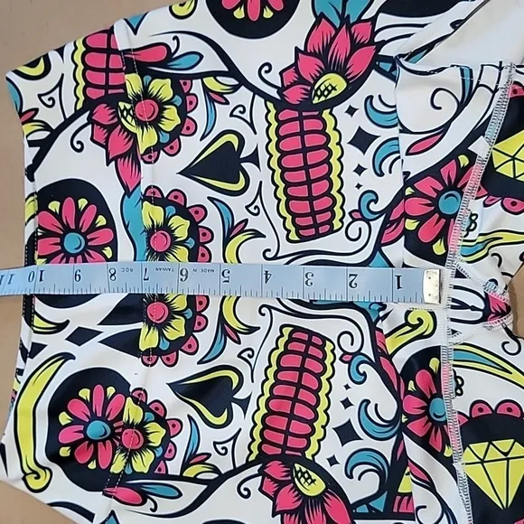 Colorful Sugar Skull Yoga Shorts