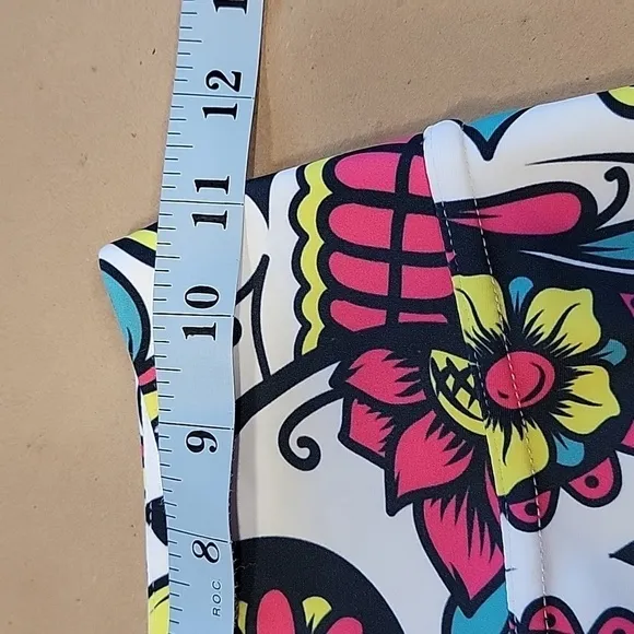 Colorful Sugar Skull Yoga Shorts