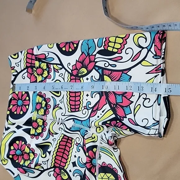Colorful Sugar Skull Yoga Shorts