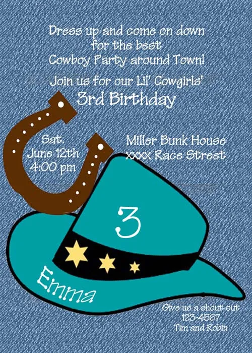 COWBOY - COWGIRL HAT CUSTOM INVITATION