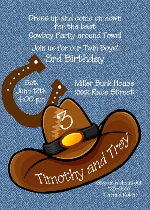 COWBOY - COWGIRL HAT CUSTOM INVITATION