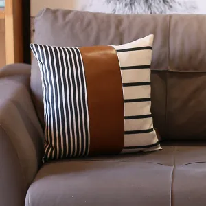 Decorative Faux Leather Pillowcase Decorative Geometric Square Pillow Cover Apolena Size: 17" x 17"